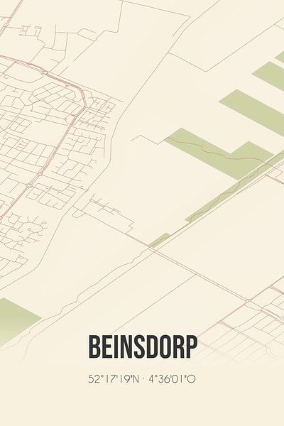 Vieille carte de Beinsdorp (Hollande du Nord) par Affiches de lieux