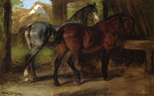 Twee paarden in een stal, Rosa Bonheur