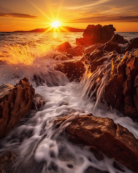 Zonsondergang aan zee van fernlichtsicht