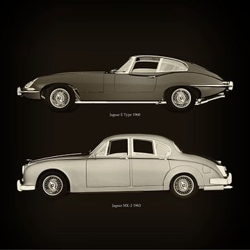 Jaguar E Type 1960 et Jaguar MK-2 1963 sur Jan Keteleer
