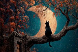 The Guardian of the Misty Night - Crescent Moon Glow by Erika Kaisersot