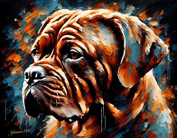 Dogue de Bordeaux Kunst | Origineel door Johanna's Art van Johannas Art Creations