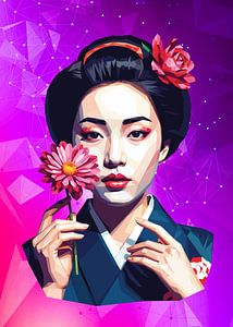 Porträt einer Geisha Low Poly