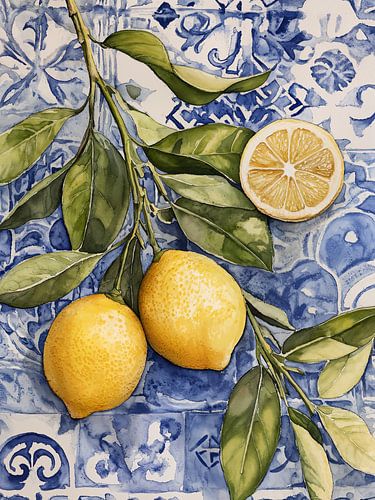 Lemon Branch Watercolor Art