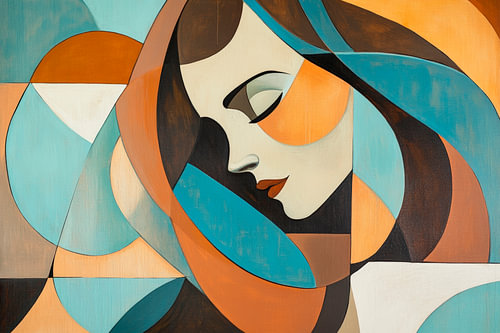 Abstract portret in zachte kleuren