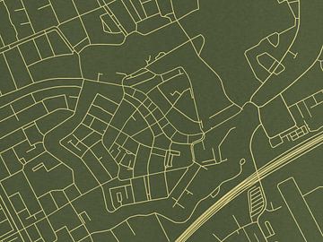 Carte de Woerden Centrum en or vert sur Map Art Studio