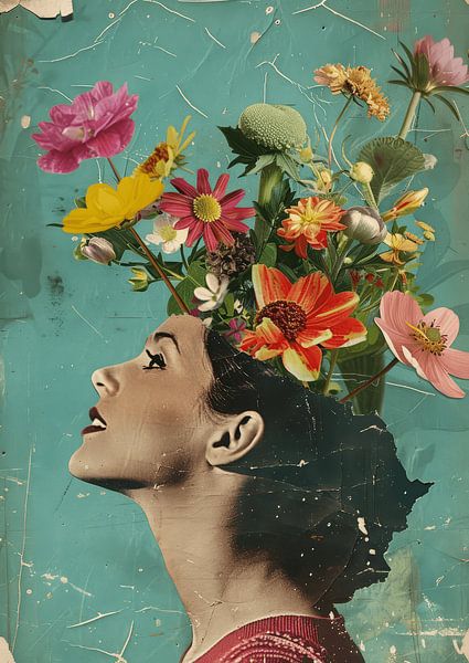 Vintage collage portret van Studio Allee