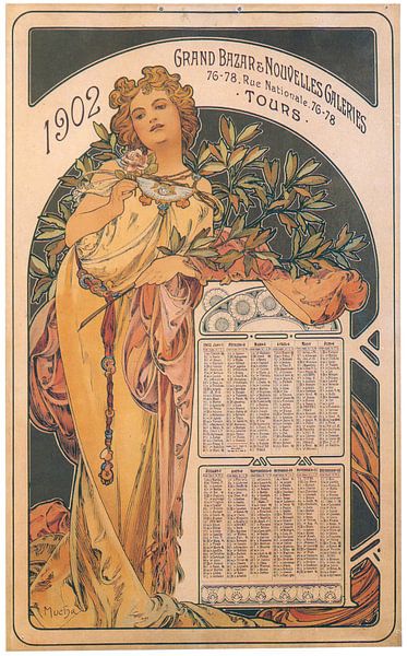 Grand Bazar tours Calendar 1902 by Alphonse Mucha by Peter Balan