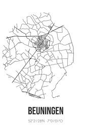 Beuningen (Overijssel) | Karte | Schwarz und Weiß