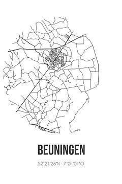 Beuningen (Overijssel) | Carte | Noir et Blanc sur Rezona