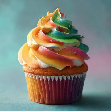 Cupcake gebak geel-groen-oranje van TheXclusive Art