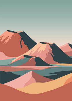 Berglandschap met een rustig meer en pasteltinten van de woestijn
