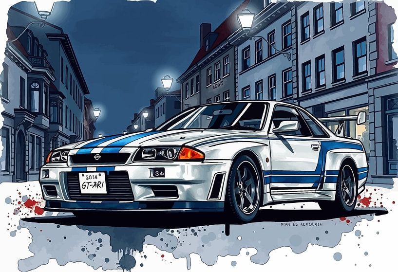 Nissan GT-R R34 - Geschwindigkeitsübertretung in einer europäischen Stadt von MIROKKU