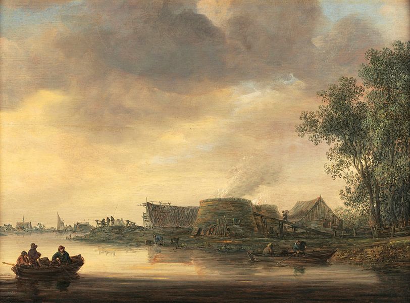 A River Landscape with Lime Kilns, Jan van Goyen by Masterful Masters