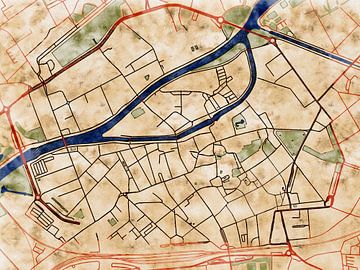Kaart van Kortrijk centrum in de stijl 'Serene Summer' van Maporia