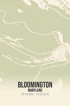 Vintage landkaart van Bloomington (Maryland), USA. van Rezona