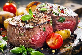 Fillet steak with salad by de-nue-pic