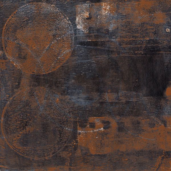 Modern abstract art. Geometric shapes in rusty brown, black and terra by Dina Dankers