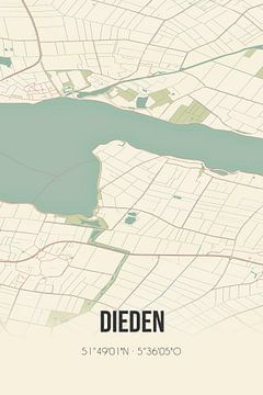 Vintage landkaart van Dieden (Noord-Brabant) van Rezona