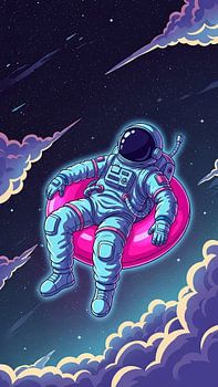 Astronaut schwebt im Raum Dreamy kosmische Illustration mit Sternen und Galaxie