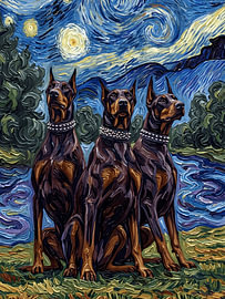 Dobermänner unter dem Sternenhimmel