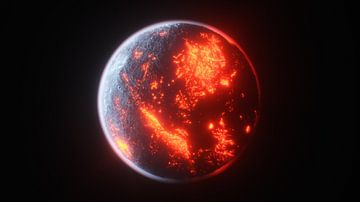 een lava-planeet ergens in het heelal (3d rendering) van Rainer Zapka