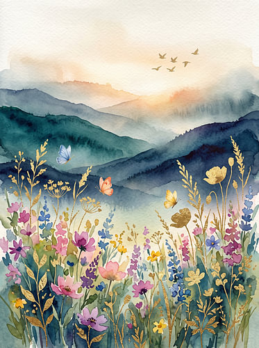 Flower-filled Meadow in the Golden Hills
