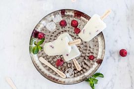 Yogurt raspberry ice creams by Nina van der Kleij