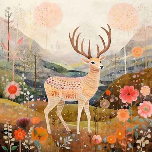 Deer Painting Terracotta