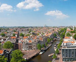 Panoramisch uitzicht over Amsterdam vanaf de Westerkerk toren van Sjoerd van der Wal Fotografie