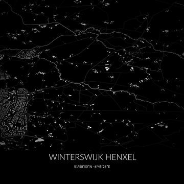 Zwart-witte landkaart van Winterswijk Henxel, Gelderland. van Rezona