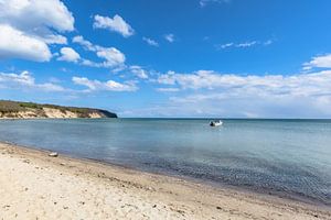 Motorboot am Südstrand in Göhren auf Rügen