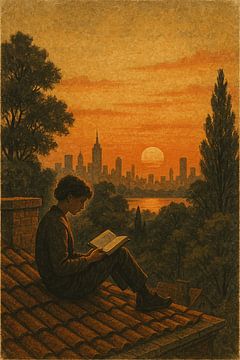 Sonnenuntergang auf dem Dach Leser