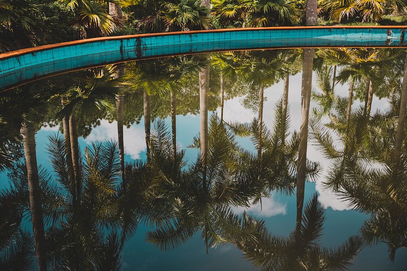 Reflexion Palmen bei Verlassenen Wasserpark Vietnam von Susanne Ottenheym