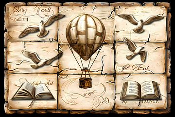 Luchtballon Avontuur in Sepia Tinten van Art & Soul Creations