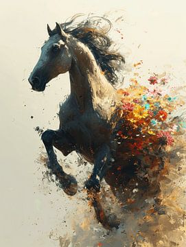 Cascade de couleurs - Cheval au galop sur Eva Lee