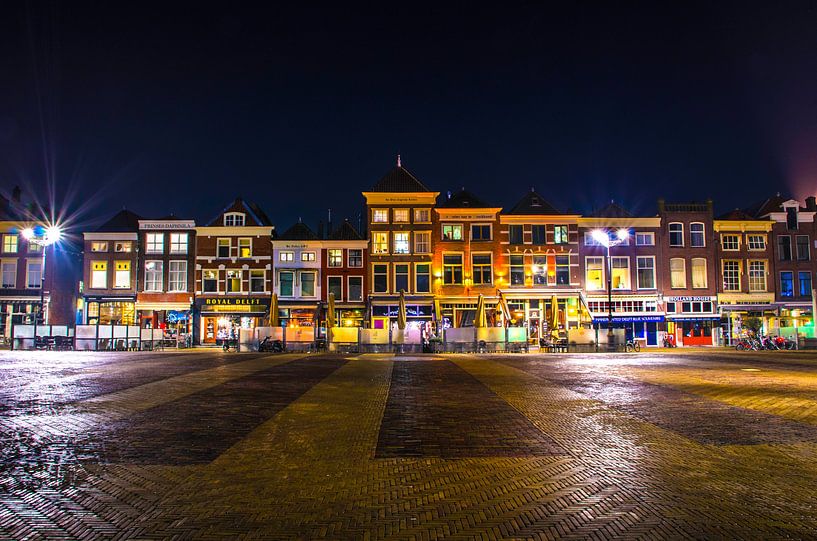 Delft | Markt bij nacht van Ricardo Bouman