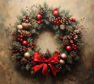 Christmas wreath with pine cones