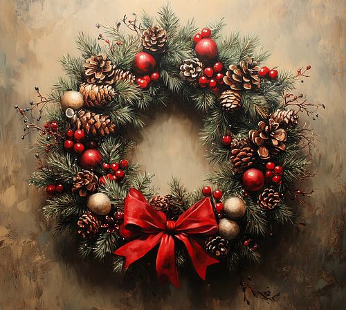 Christmas wreath with pine cones