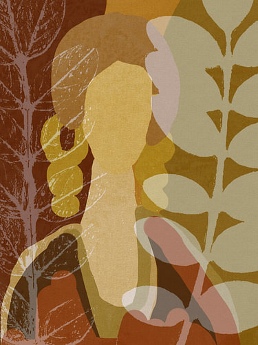 Abstract portrait woman in earthy tones by Dina Dankers