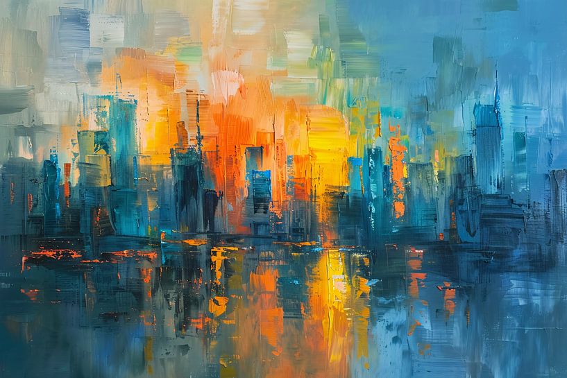Représentation abstraite et vivante d'un paysage métropolitain par Art & Soul Creations