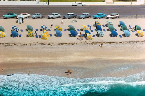 Vintage beach Miami Florida, vintage cars, 1959