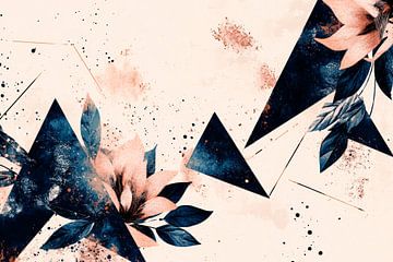 Géométrie en fleur - jeu de couleurs en bleu sur Poster Art Shop