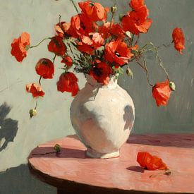 Rote Mohnblumen in einer Vase von IamHome Studio