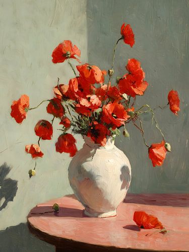 Des coquelicots rouges dans un vase