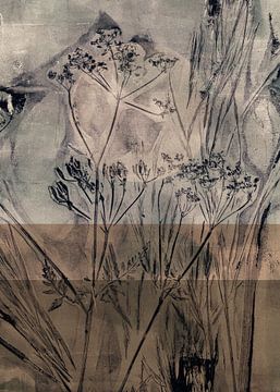 Zen wabi-sabi botanische kunst in Japandi stijl II van Dina Dankers