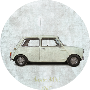 Witte Austin Mini uit 1965
