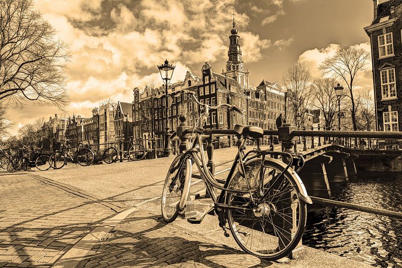 Zuiderkerk Amsterdam Winter Sepia van Hendrik-Jan Kornelis