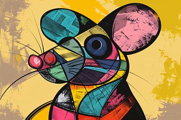 Kubistische muis in levendige geometrische vormen van Imperial Art House