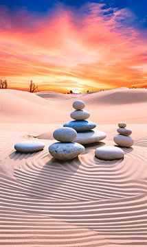 pierres empilées au coucher du soleil sur Virgil Quinn - Decorative Arts